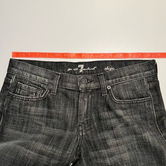 7FAM Dojo Jeans Size 28 Black Flare Diamond Rhinestone - Picture 8 of 16